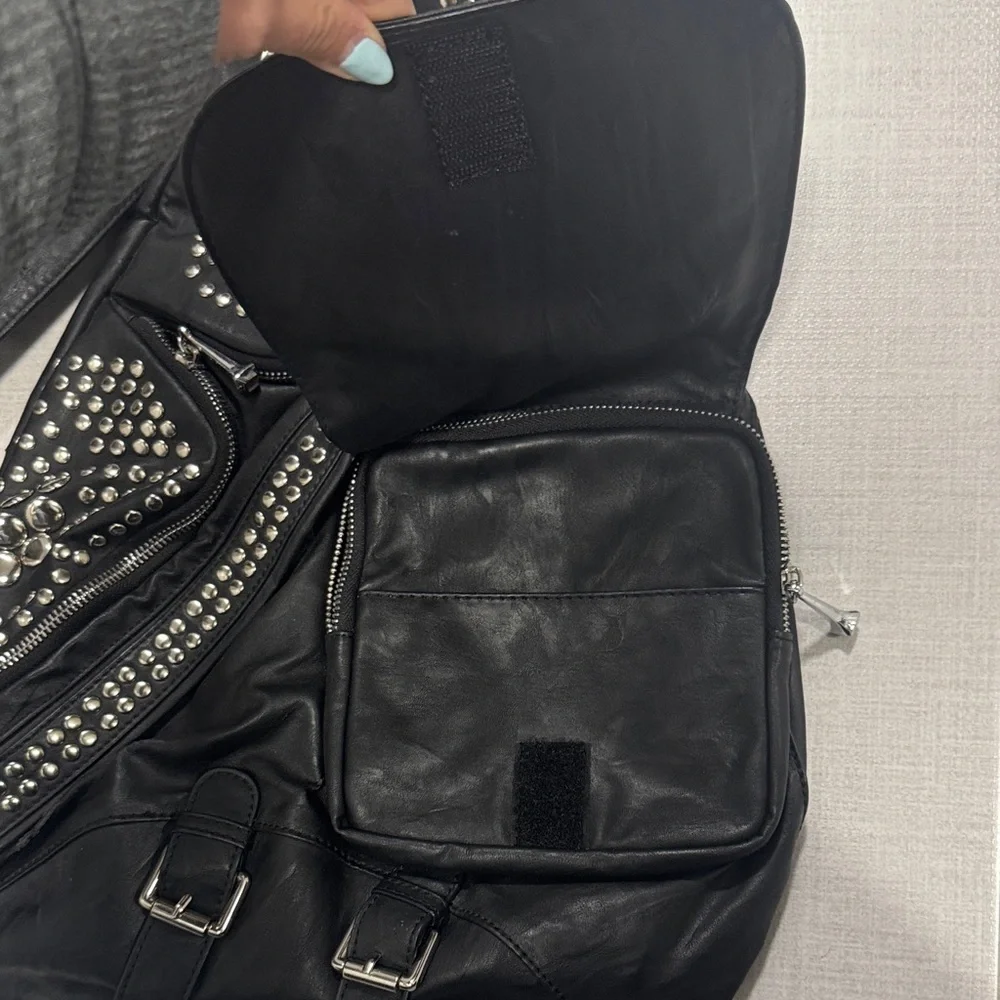 Black Studded Crossbody Bag - Picture 6 of 12